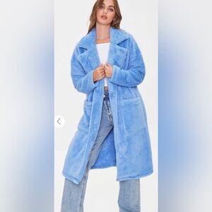 Forever 21 Faux Fur Teddy‎ Coat – Women’s Size Small (Blue)